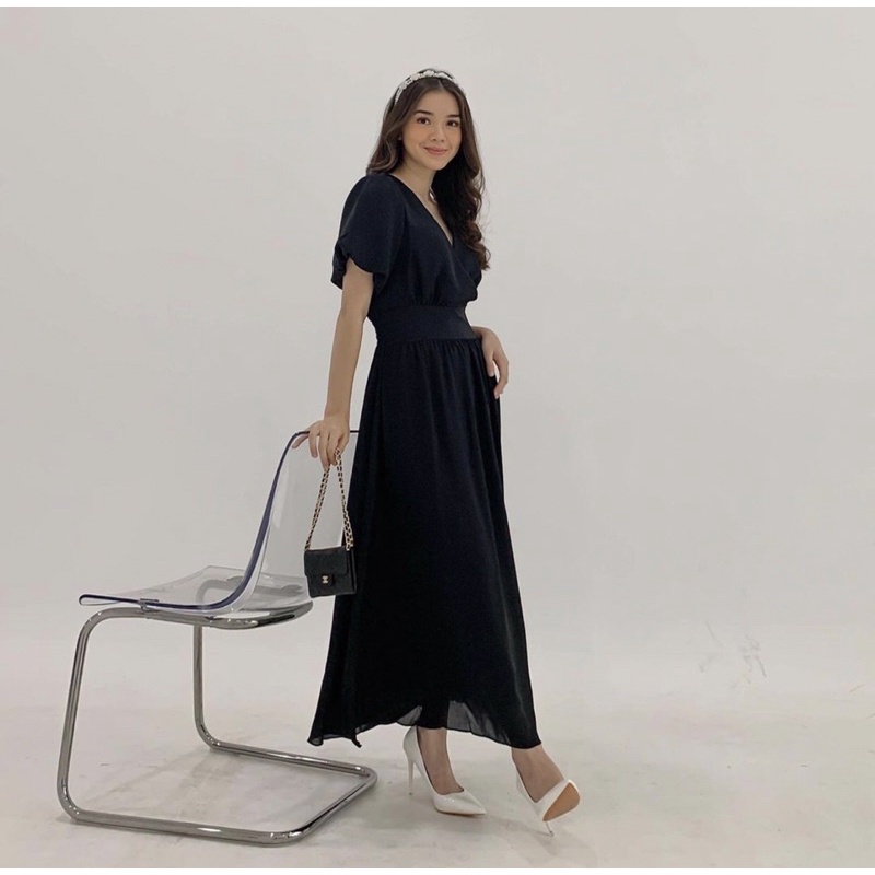 SOFIA LONGDRESS PUFFY SLEEVE - DRESS  KONDANGAN FORMAL KOREA - DRESS PESTA - MAXI DRESS - BRIDESMAID DRESS - GAMIS WANITA ELEGANT - HADIAH / KADO ULTAH CEWEK