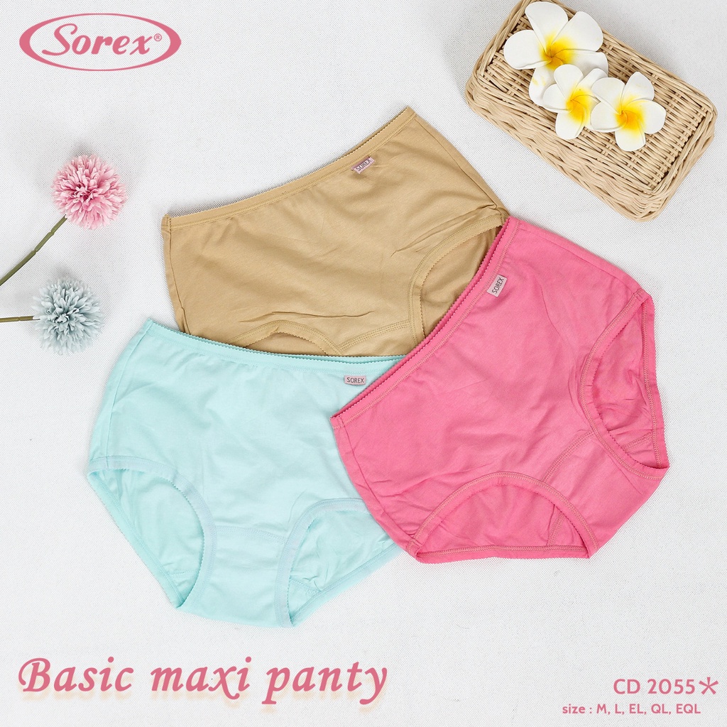 Sorex - 1 pcs Celana Dalam Wanita Basic Maxi Katun Mix Stretch CD 2055 - Pakaian Dalam Wanita