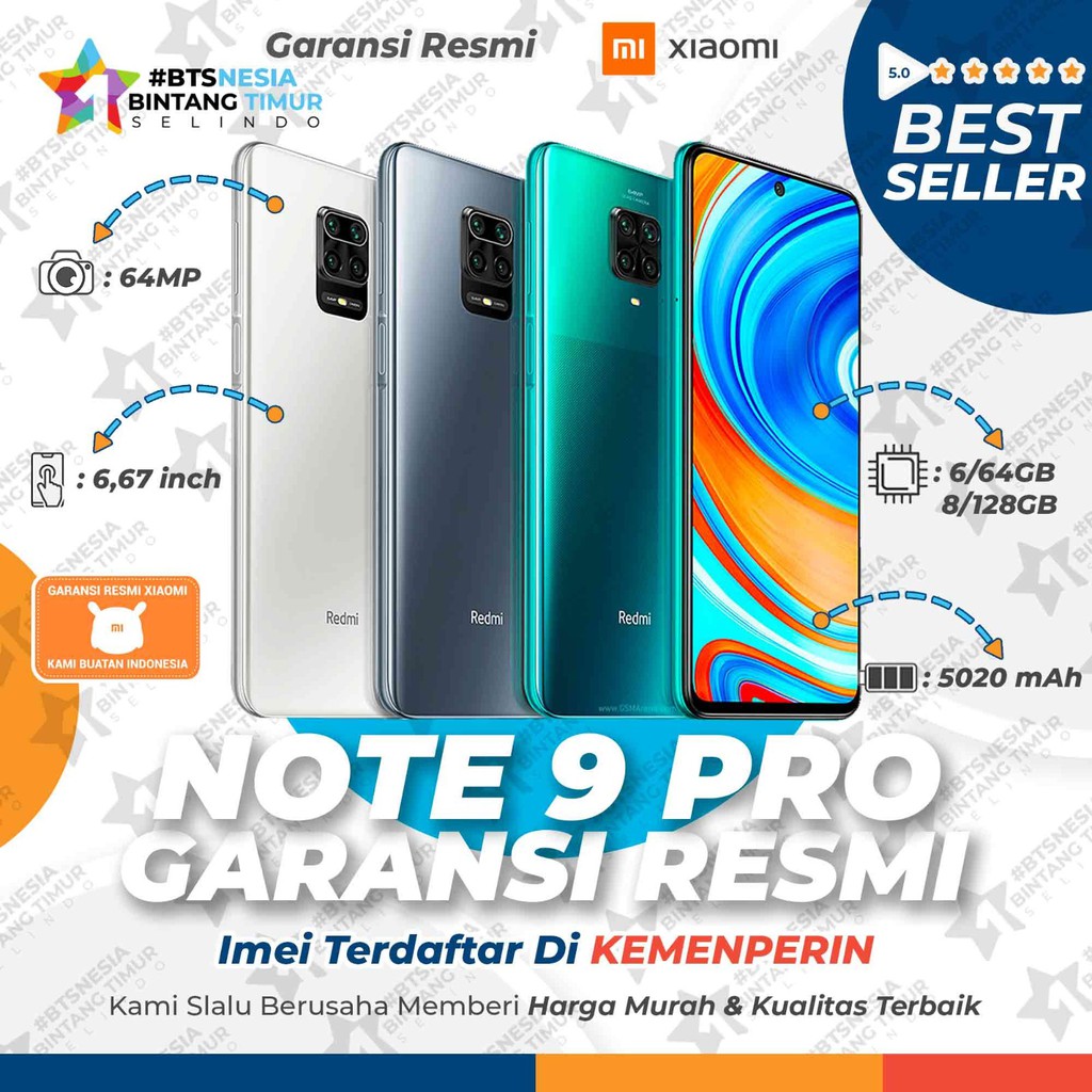 XIAOMI REDMI NOTE 9 PRO 6/64 GB - 8/128 GB GARANSI RESMI 1