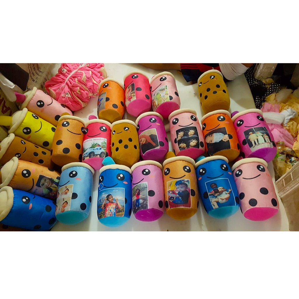 Boneka Boba Bantal Boba Lucu Viral Bisa Pakai Foto Size L 40cm