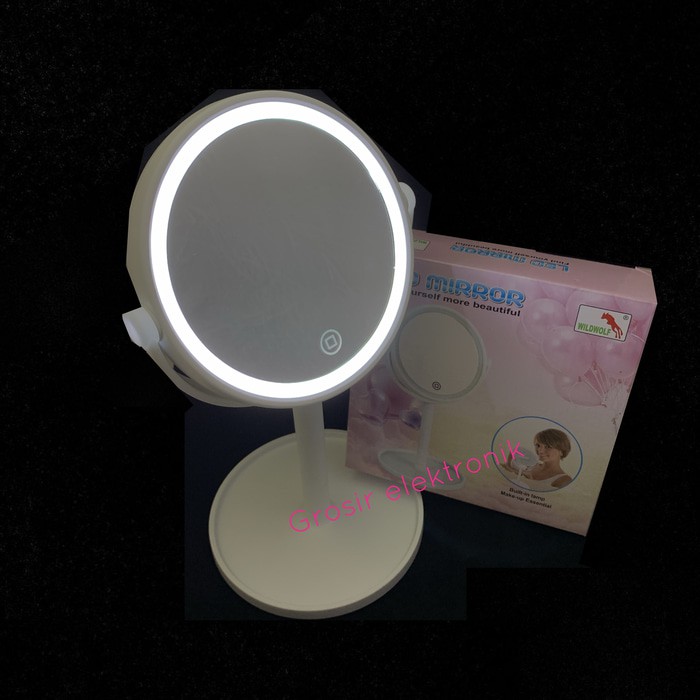 Makeup Mirror LED Lamp Lampu Cermin Kosmetik Recharger Cas 500AB