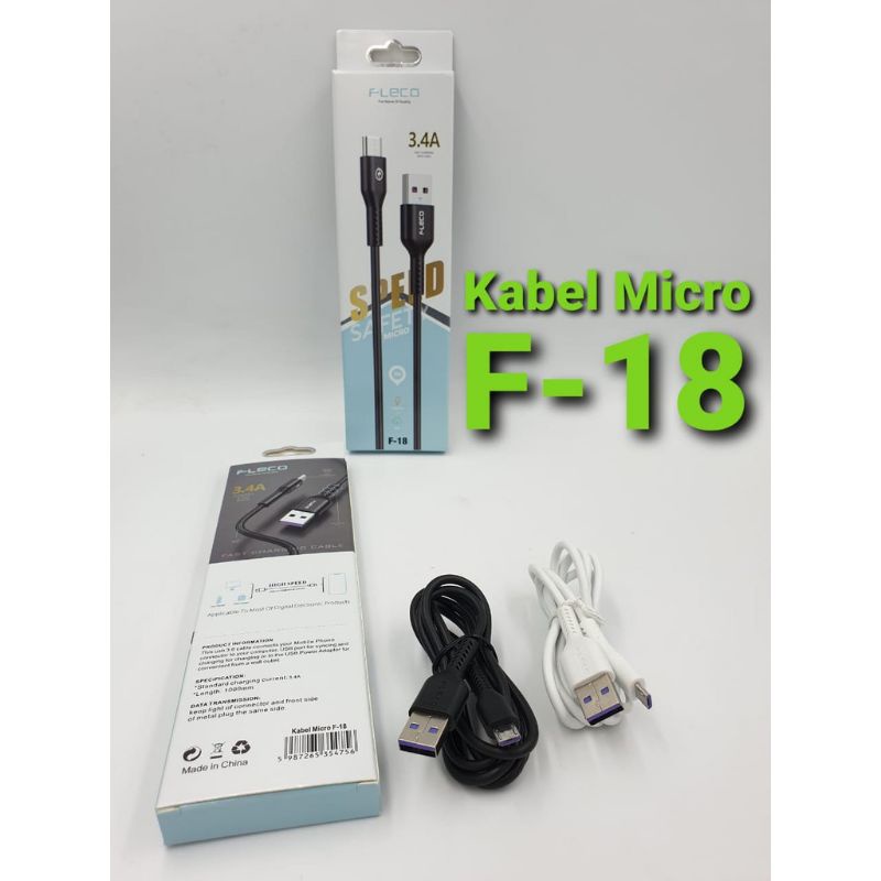 Kabel Data USB FLECO F-18 Micro Speed Fast Charging QC 3.0A