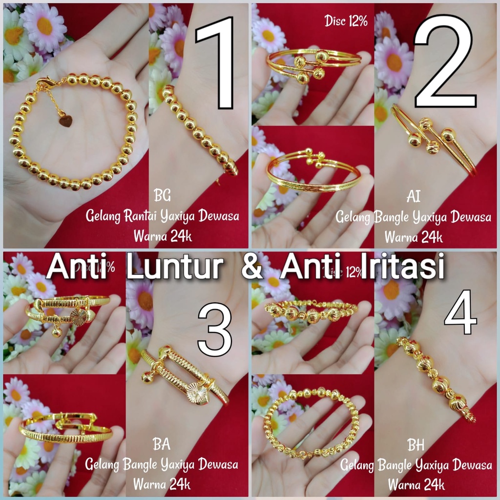 Gelang Lapis Emas 24 Karat Asli Yaxiya 999