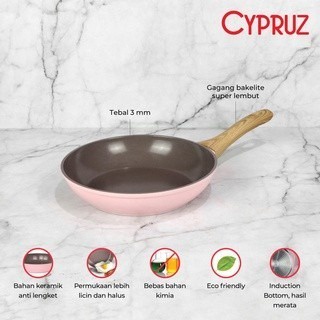 Cypruz FP-0891 Pink Ceramic Fry Pan Non Stick 20 cm Wajan Keramik