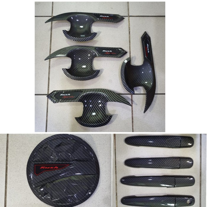 PAKET Handle Cover Tanki &amp; Outer CARBON Mobil All new Rush 2018-2021 NON KEYLESS