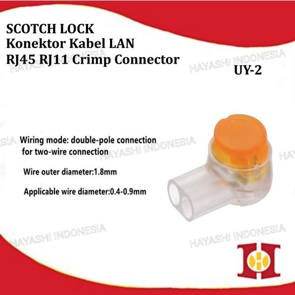 Klem Konektor Jagung Penyambung 2 Kabel Scotch Lock Listrik Lampu UY2-100pcs