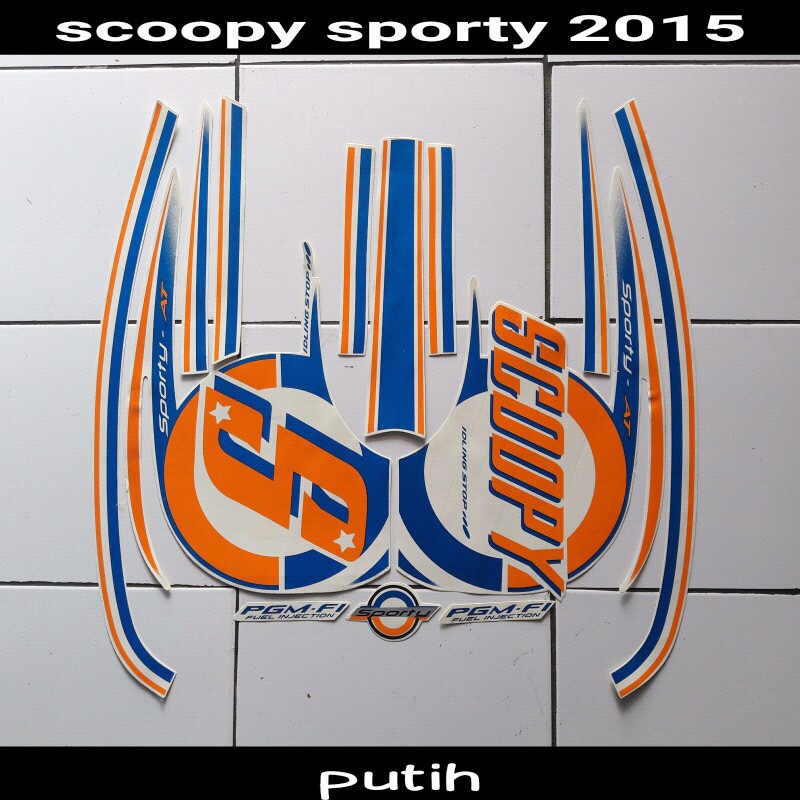 stiker motor scoopy sporty 2015 putih