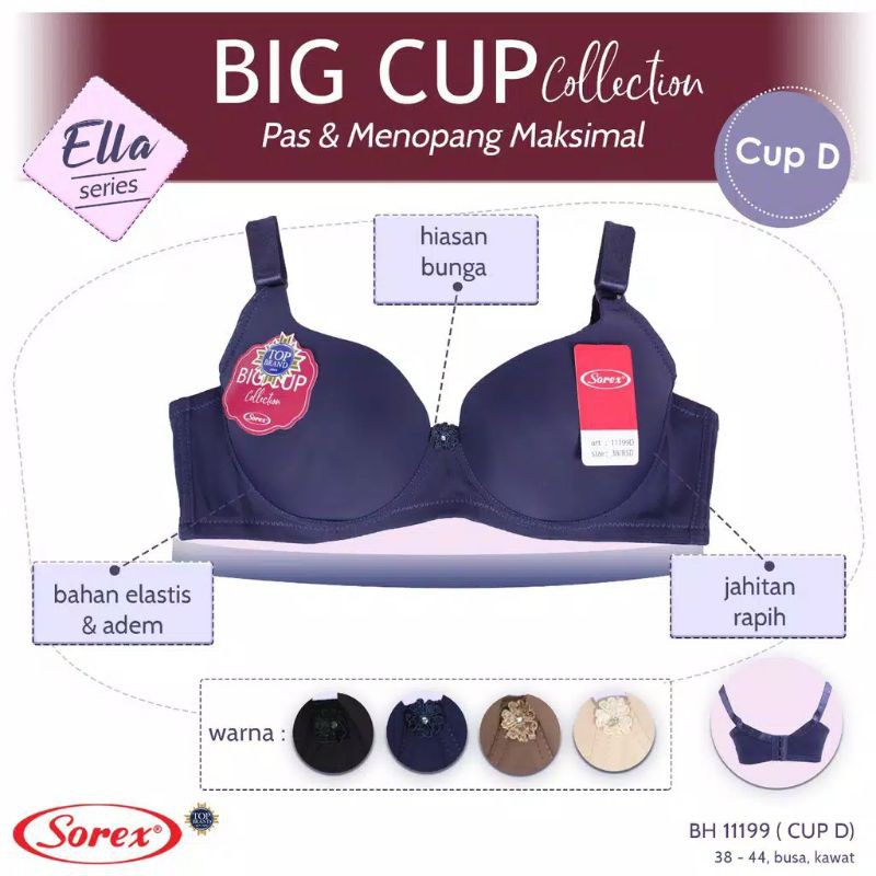 TALLY Bra BIG CUP Premium 11199 Busa Berkawat kait 3CUP D