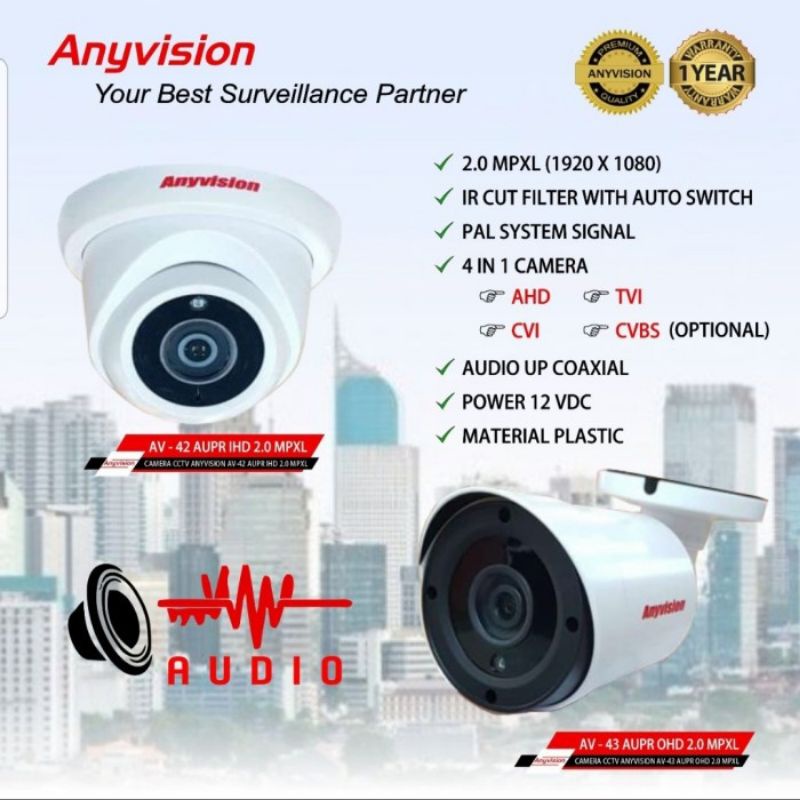 Kamera / Camera CCTV Outdoor Audio 2MP Anyvision - Cctv Outdoor plus audio