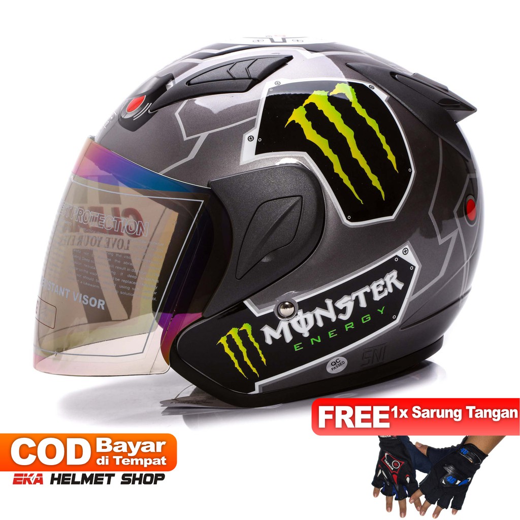 [Helm Dewasa] MSR Helmet Javelin - Monster - Abu Abu + Promo Gratis Sarung Tangan