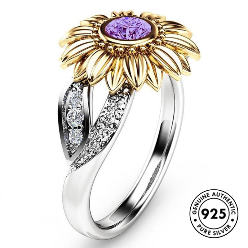 Cincin Sterling Silver 925 Model Bunga Elegan Untuk Wanita