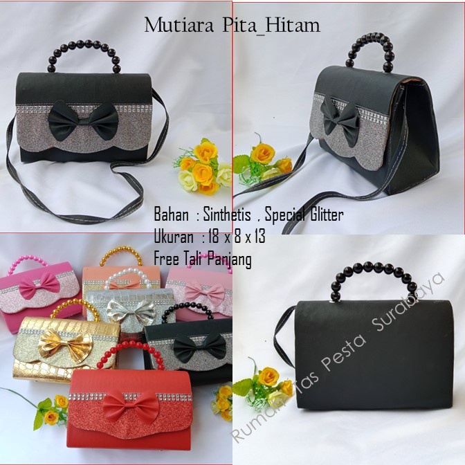 Tas Elegan ,Tas Slempang,Tas Etnik,MuTiara Pita_Hitam