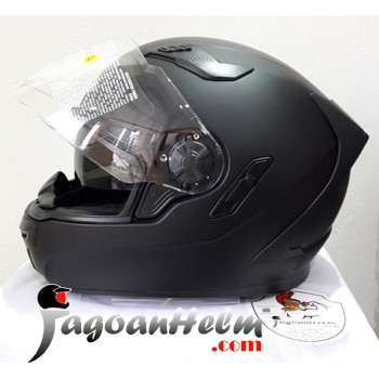 ZEUS Helm ZS813 | SOLID 813 Black DOFF | FullFace ZS-813 Double Visor