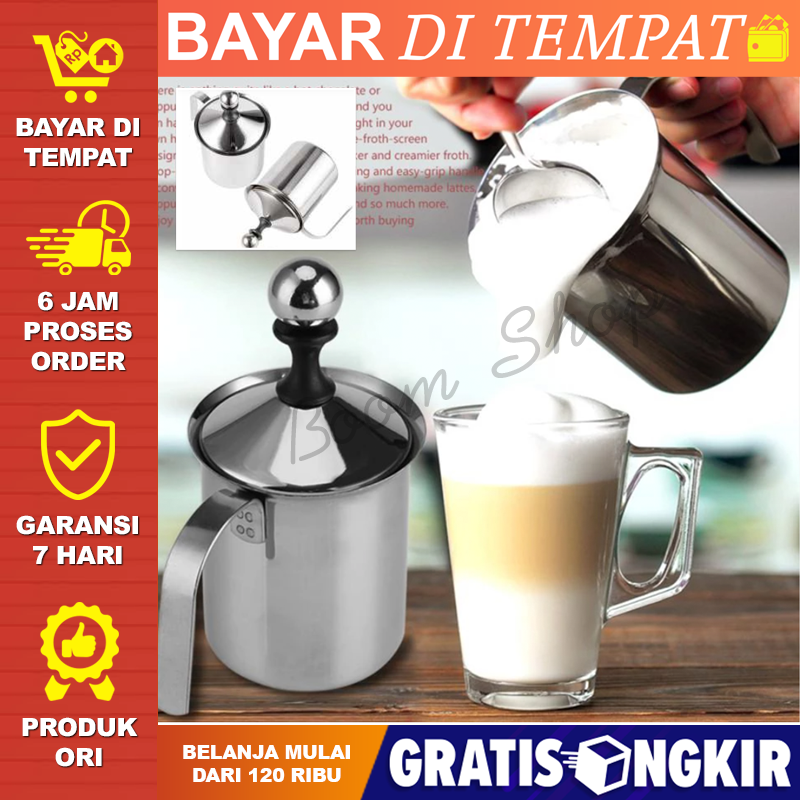 Expresso Mug Stainless Steel Gelas Kopi Espresso Latte Art Manual Milk Frother Double Mesh 800ml