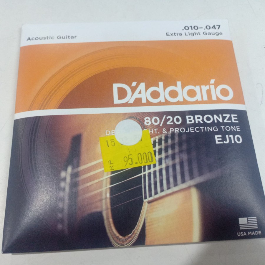 Senar Guitar Acoustic / senar gitar akustik D'ADDARIO .010 EJ10