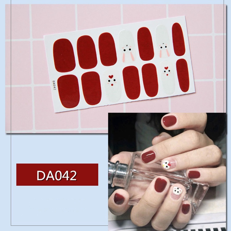 Da041-060 14pcs / Lembar Stiker Kuku Palsu 3d Untuk Nail Art Diy