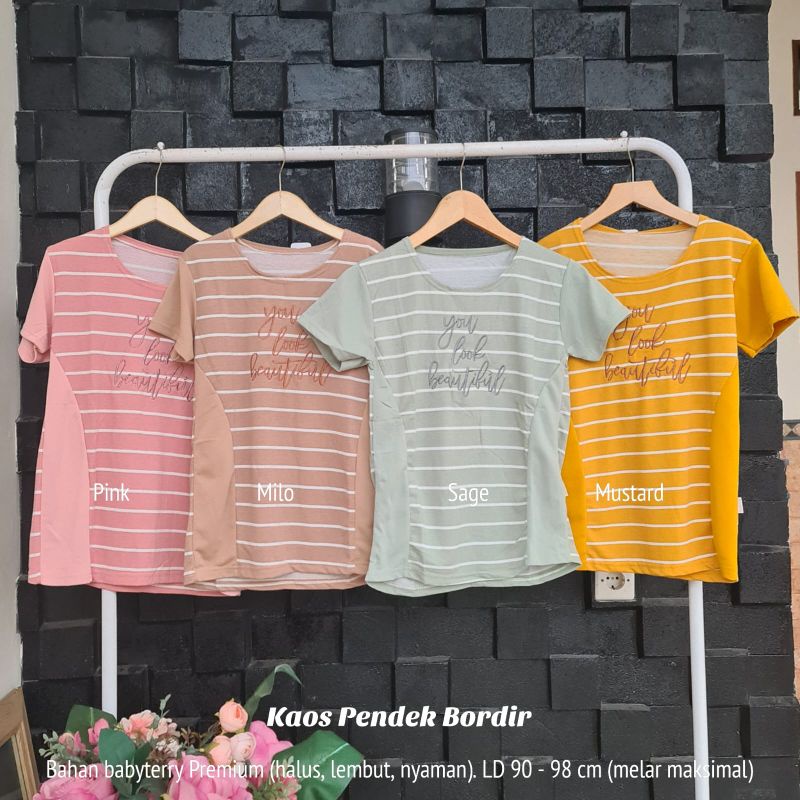 Kaos pendek babyterry salur PREMIUM //JF2810