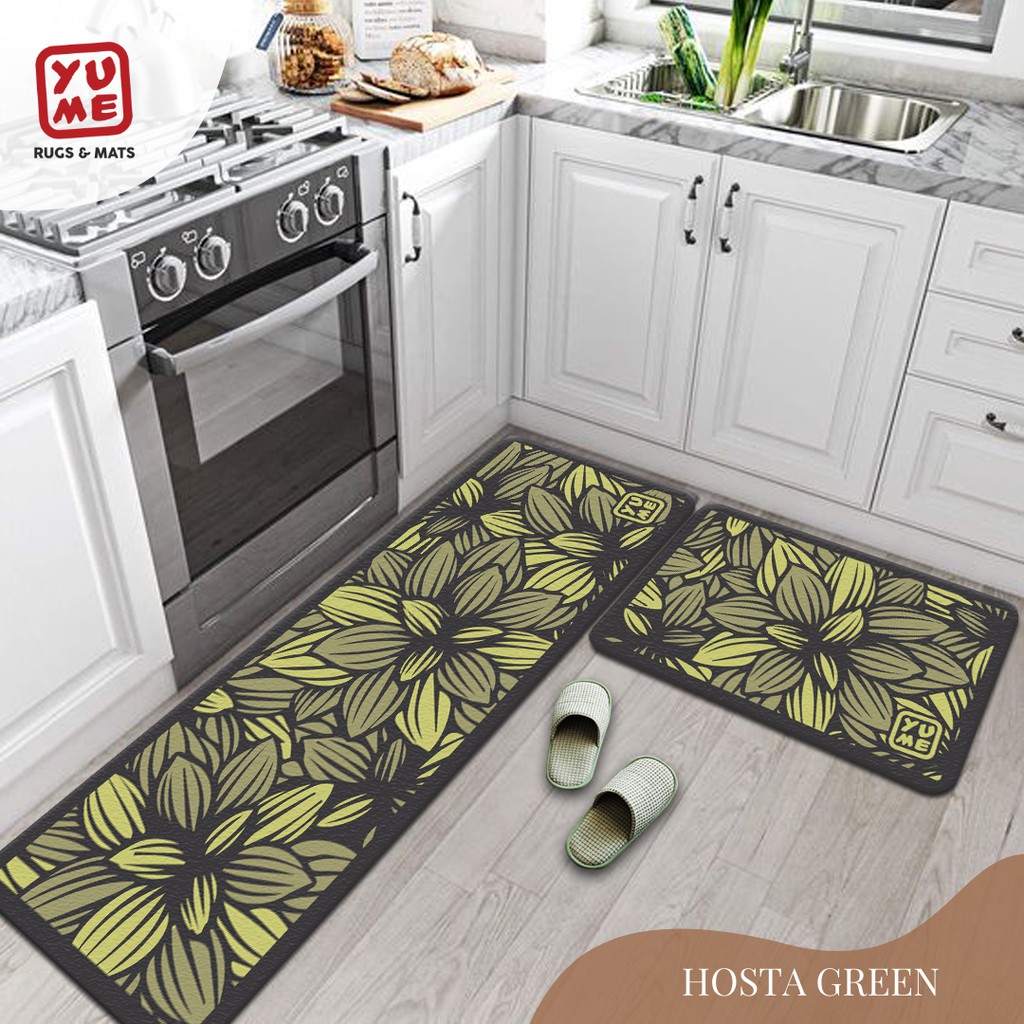 YUME Paket Keset Dapur 50X80Cm + 50X140Cm Motif Hostagreen | Shopee