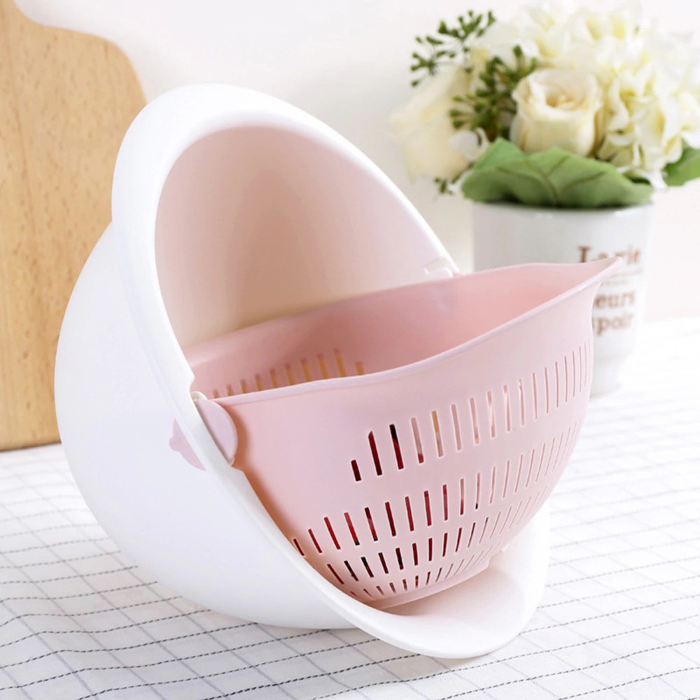 Bisa COD Baskom Saringan 2 layer Double Drain Basket Bowl Kitchen Strainer - Asy DP137