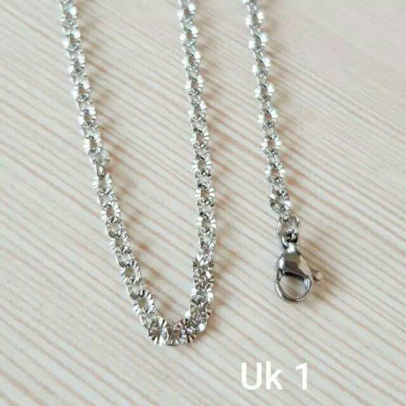 kalung titanium pria wanita nuri motif silver