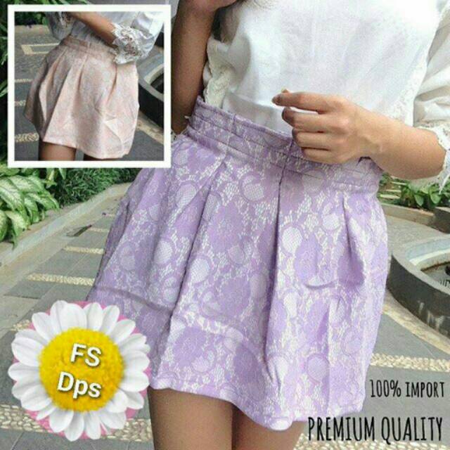 Flare skirt brocade import rok flare ungu purple