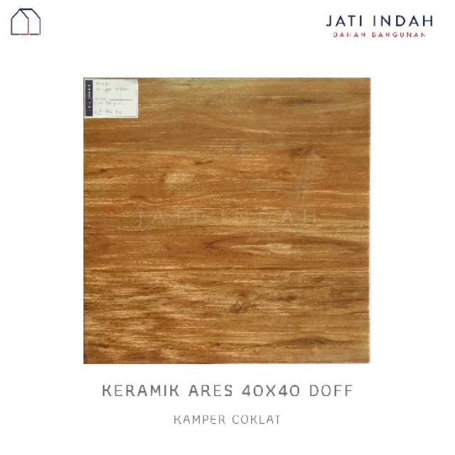 KERAMIK MOTIF KAYU 40X40 ARES KAMPER COKLAT DOFF AGAK KASAR