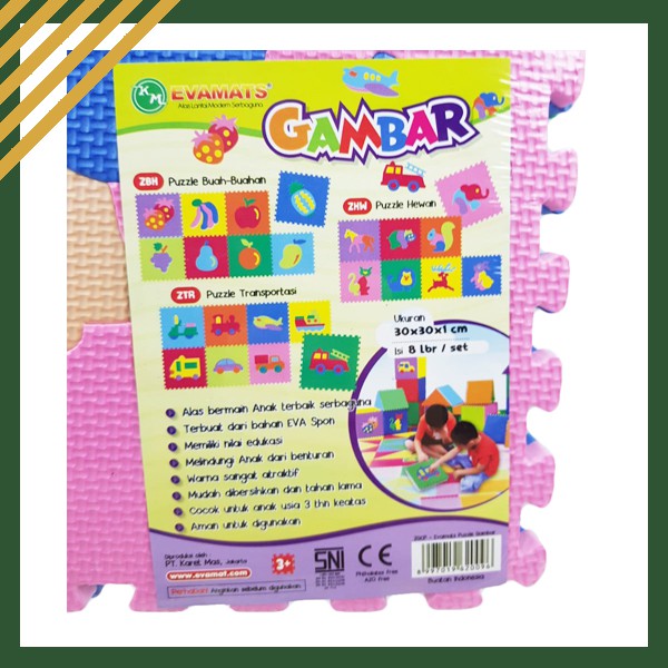 Puzzle Matras EVAMAT Hewan Darat Animal Tikar Karpet Evamats Playmat Mainan Anak Bayi Murah