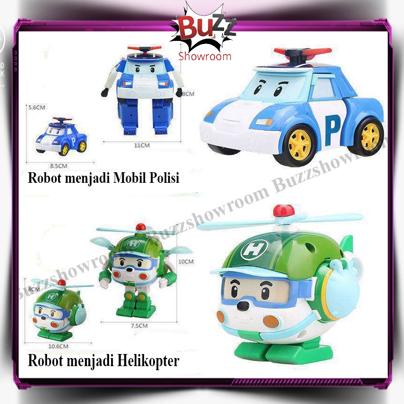 Robocar Poli Transform Mainan Anak Figure Robot Amber Roy Heli