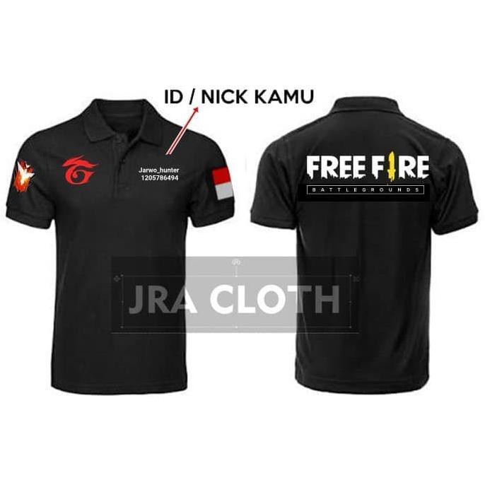 Kualitas Terjamin Kaos Polo Shirt Baju Kerah Distro GARENA NiCK NAME BENDERA + FREE FiRE CUCI GUDANG