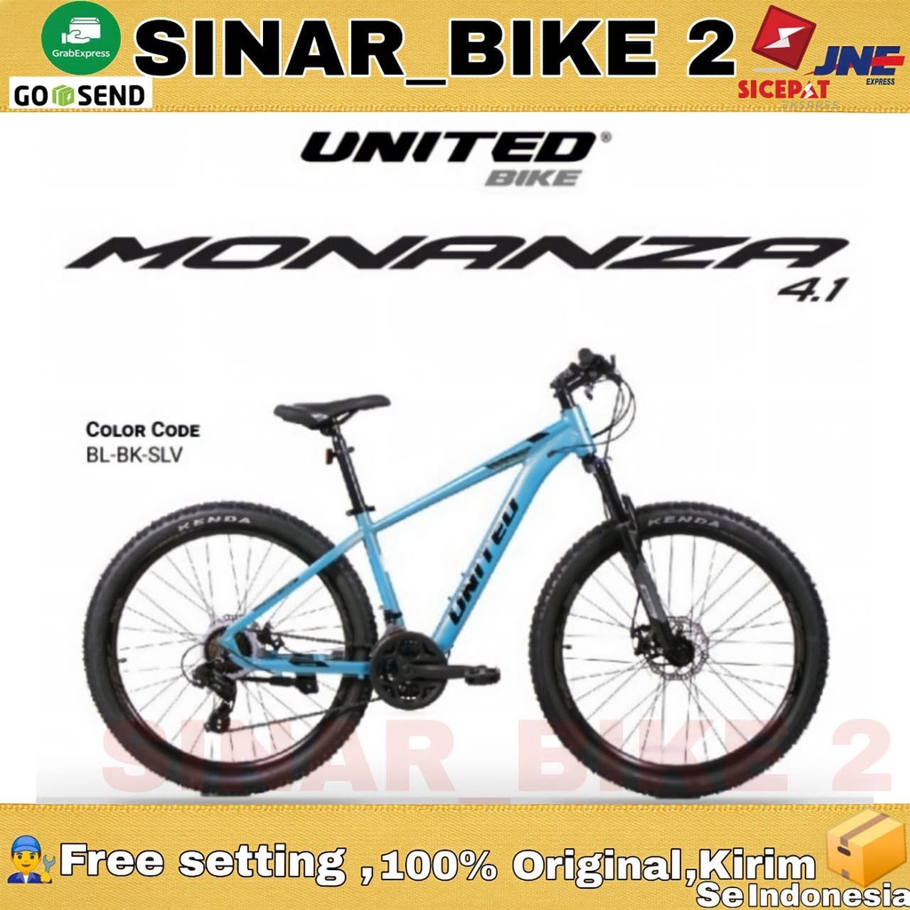 Sepeda Gunung MTB UNITED MONANZA 4.1 UK.27.5 Inch Alloy 3x8 Speed