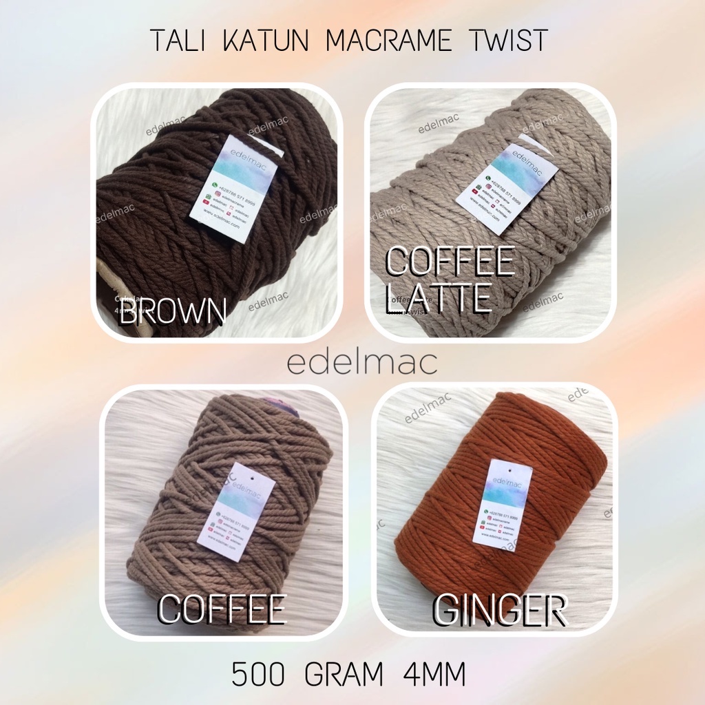 500gram Tali Katun Macrame 4mm Twist Colorful