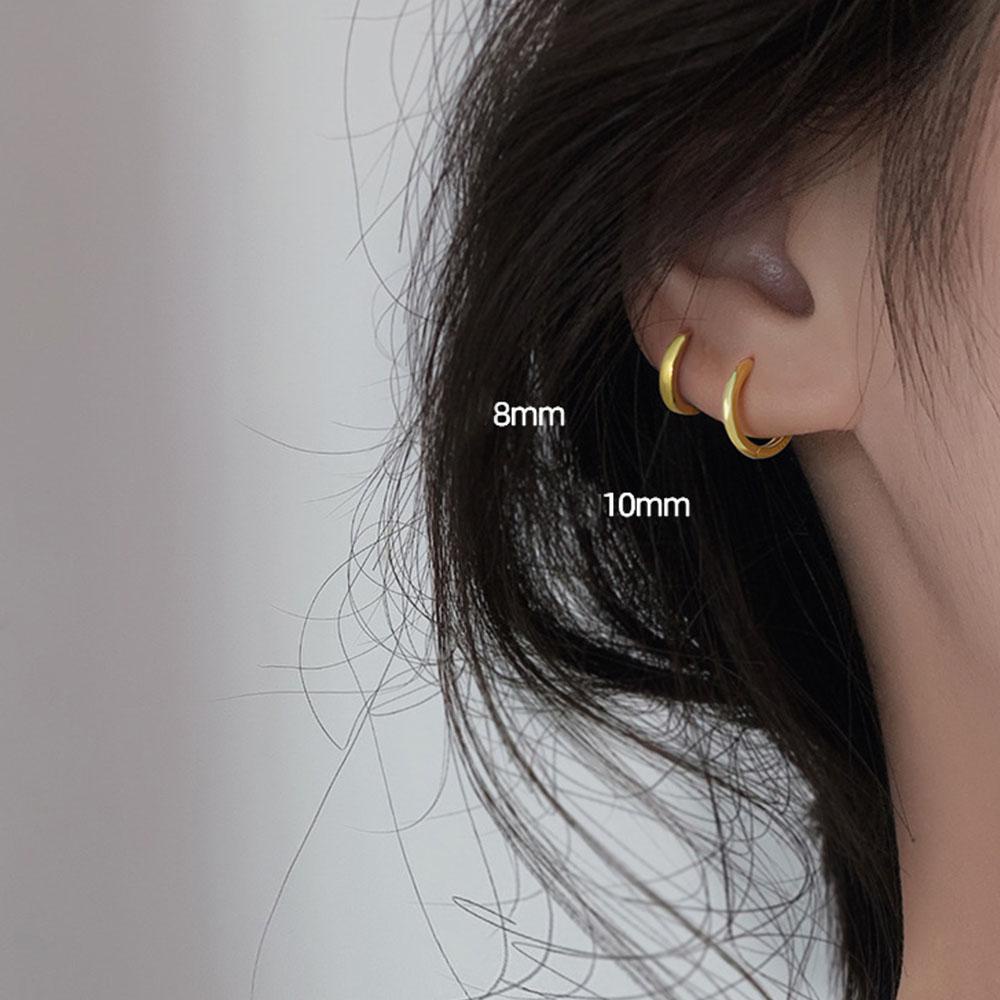 Nickolas1 Anting Hoop Silver Gold Wanita 6mm /8mm /10mm /12mm Korea Simple Ear Buckle