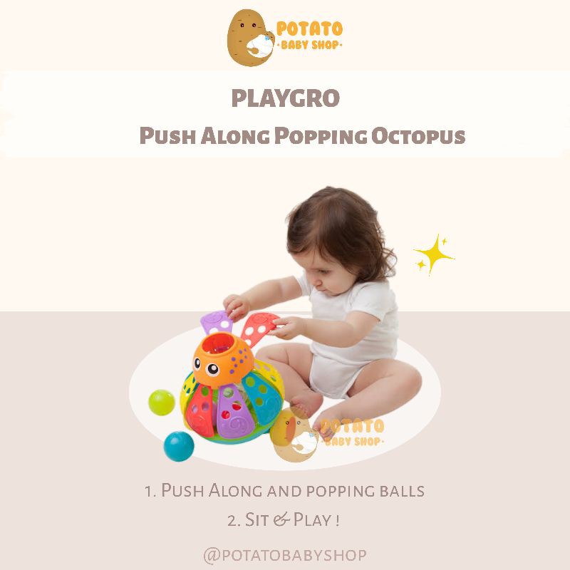 Playgro Pushalong Ball Popping Octopus