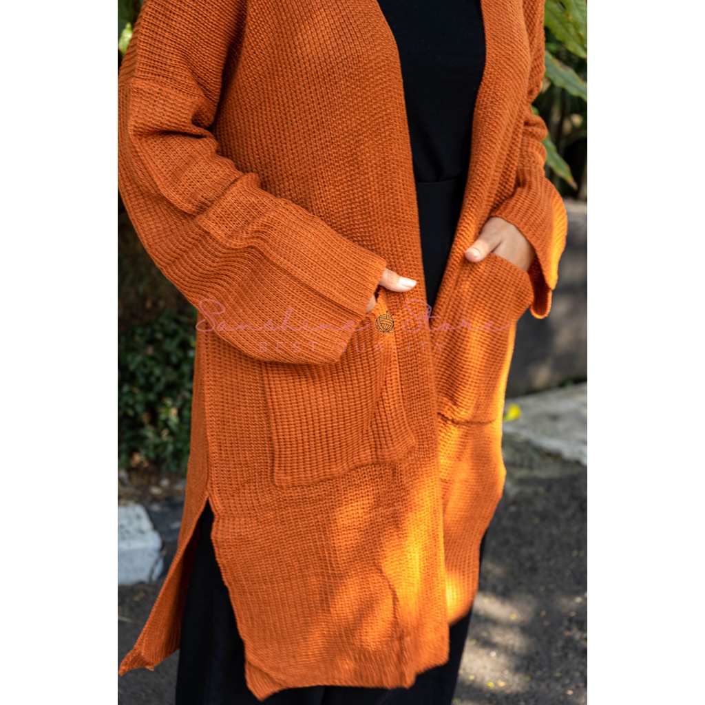 RAI Cardigan Rajut Oversize Panjang Long Knit Jumbo Big Size Long Oversize Size Fit To XXL