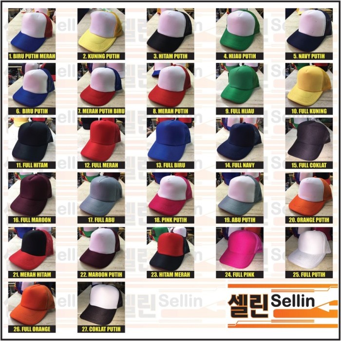KUALITAS BERKELAS TOPI TRUCKER JARING DISTRO SNAPBACK LIDAH LURUS POLOS CUSTOM SABLON