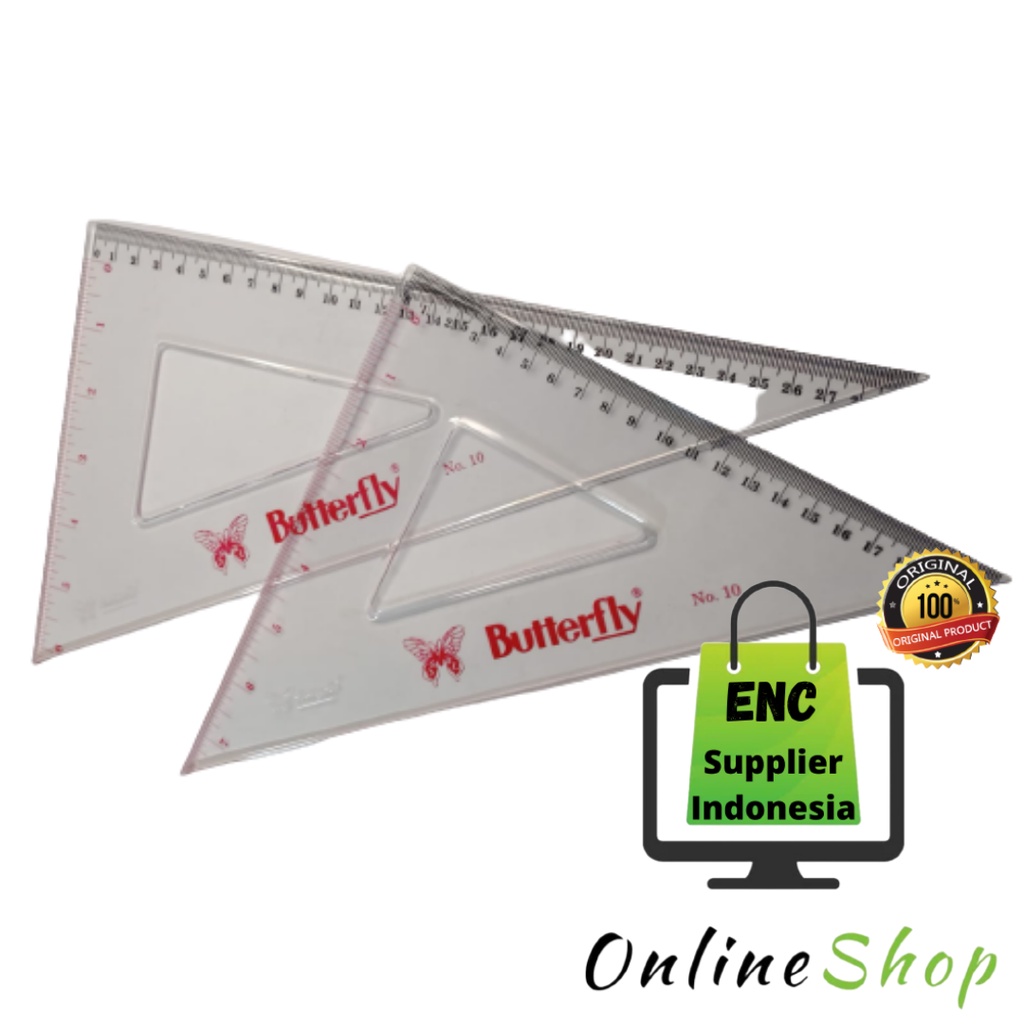 

butterfly 2 buah penggaris segitiga butterfly no.10 triangle ruller per set - enc.sup