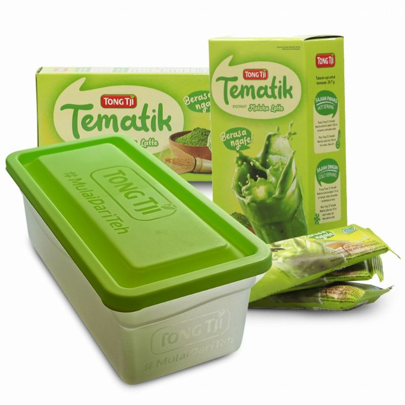 Tong Tji Tematik Matcha Latte 3's Free Canister Cantik