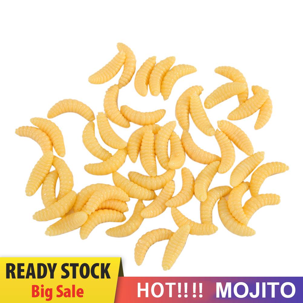 50pcs Umpan Pancing Bentuk Udang Belatung Bahan Plastik Lembut Ukuran 2cm