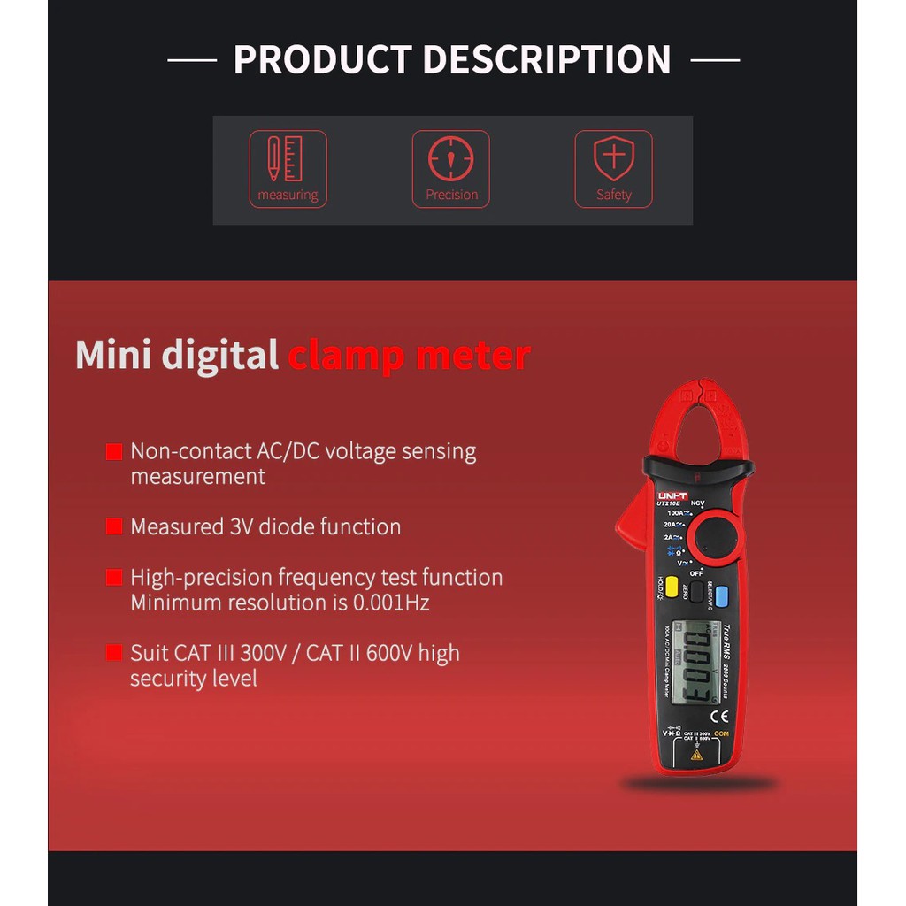 UNI-T UT210E - Mini Clamp Meter True RMS - Tang Ampere Jepit Digital