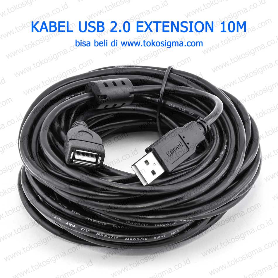 HOWELL KABEL USB 2.0 EXTENSION / PERPANJANGAN M-F 10 meter