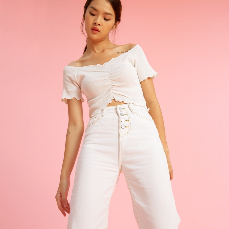 VIERLIN - Jeans 2055 - LOOSE WHITE JEANS HIGH WAIST