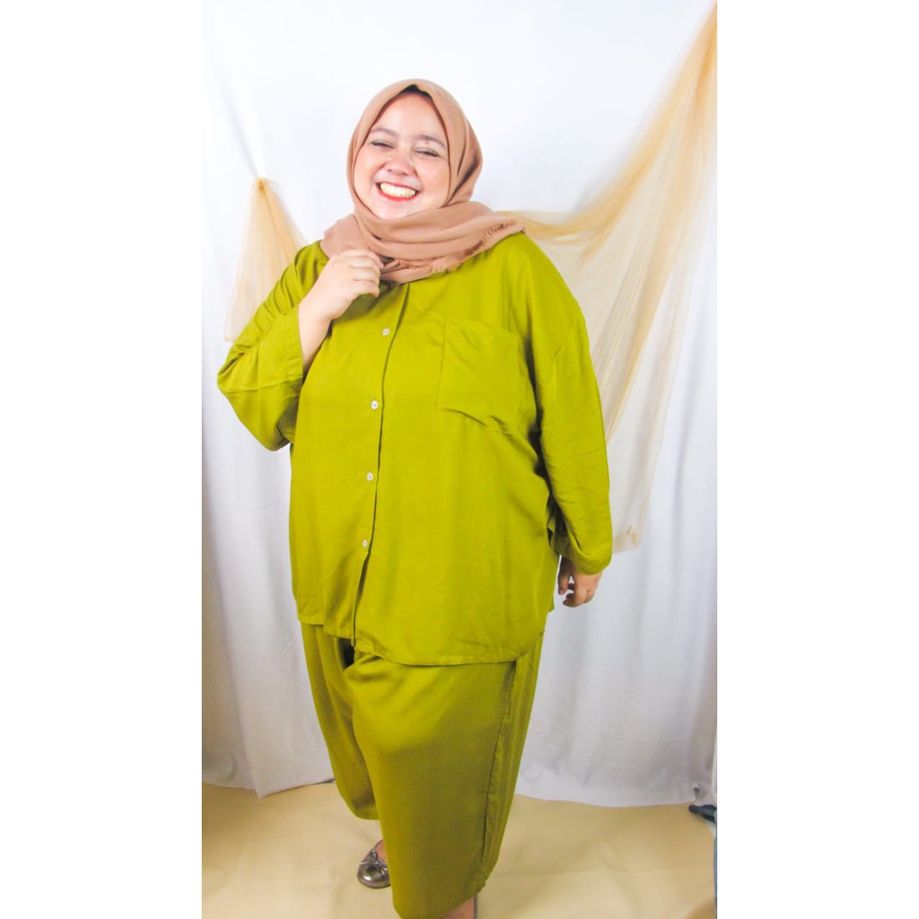 SETELAN JUMBO/ SETELAN PIYAMA JUMBO LD 130 RAYON HIJAU LIME GREEN
