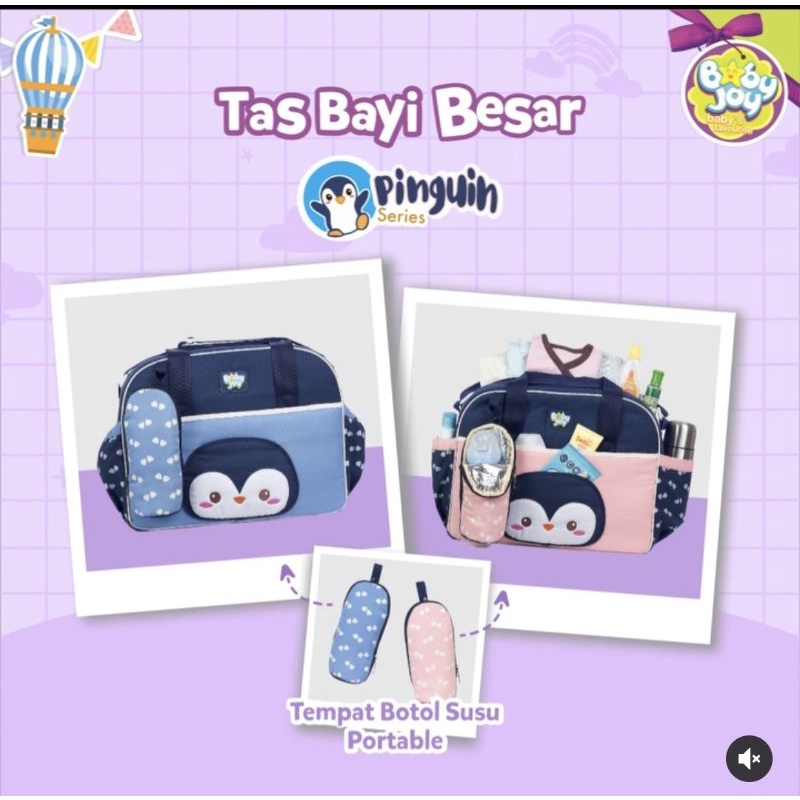 Baby Joy Tas Bayi Besar + Tabung Botol Susu Pinguin Series - BJT 1038