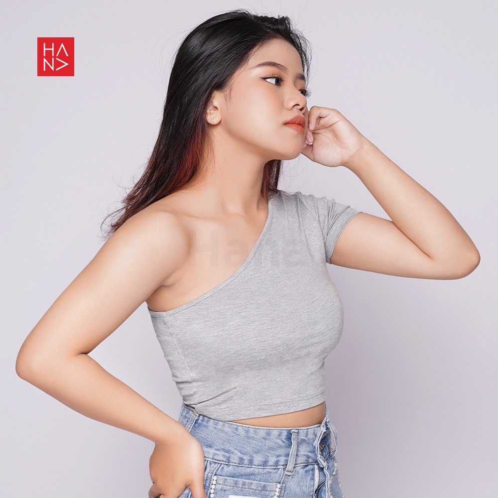 HanaFashion JKT - Jennie One Shoulder Crop Top Murah - CT131