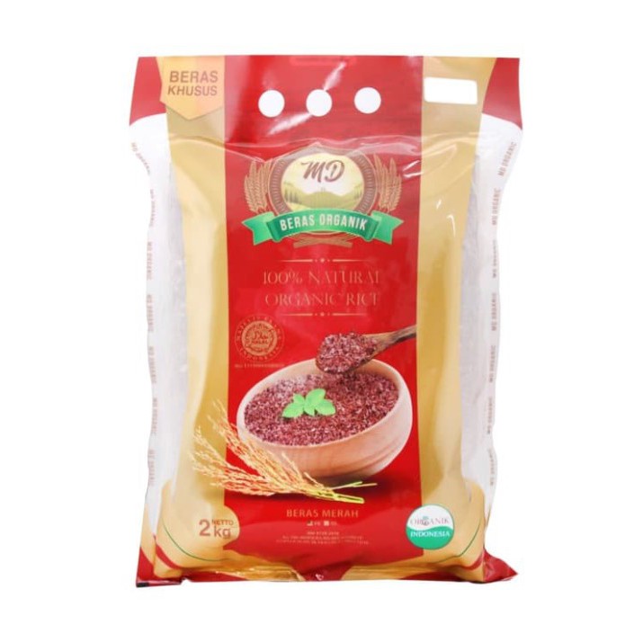 MD - Organic Red Rice Kupas Kulit - Beras Organik - Beras Merah MD 2kg