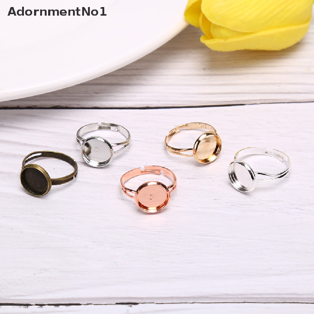 (AdornmentNo1) 10pcs Cincin Cabochon Kosong Adjustable Untuk Membuat Perhiasan DIY