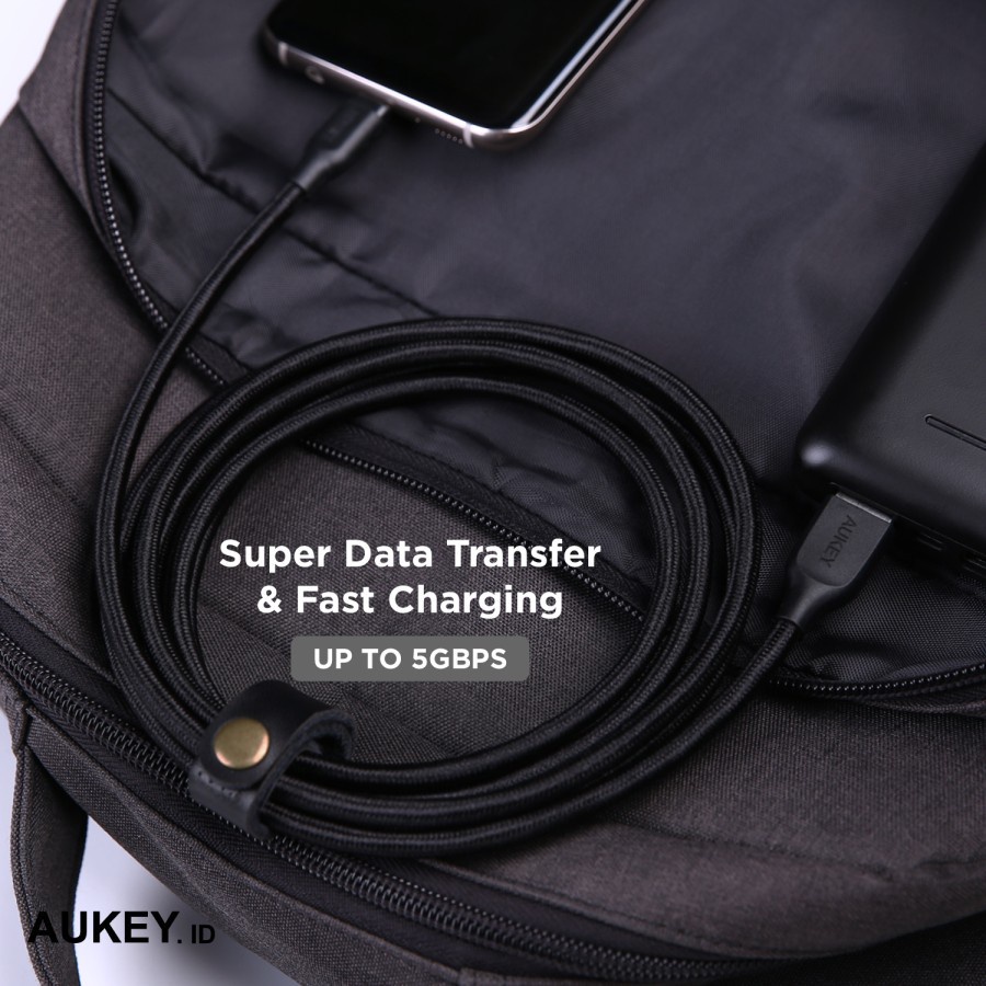 Aukey Cable CB-AC2 2M USB 3.1 gen 1 to USB C Braided Black