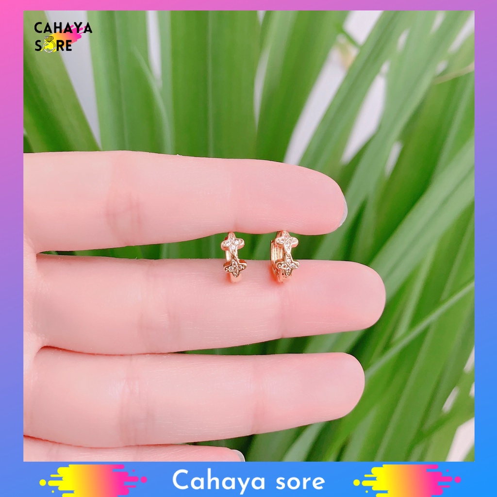 Anting Xuping Gold Anting Anak Model Clip Permata Love AA03