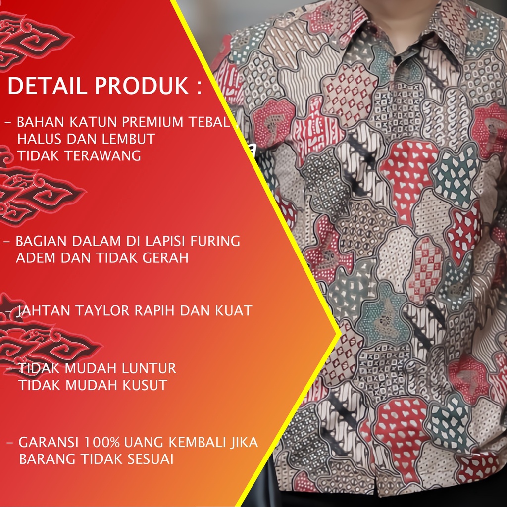 KEMEJA BATIK PRIA PREMIUM LENGAN PANJANG REGULAR BATIK ALUNA PCW 031