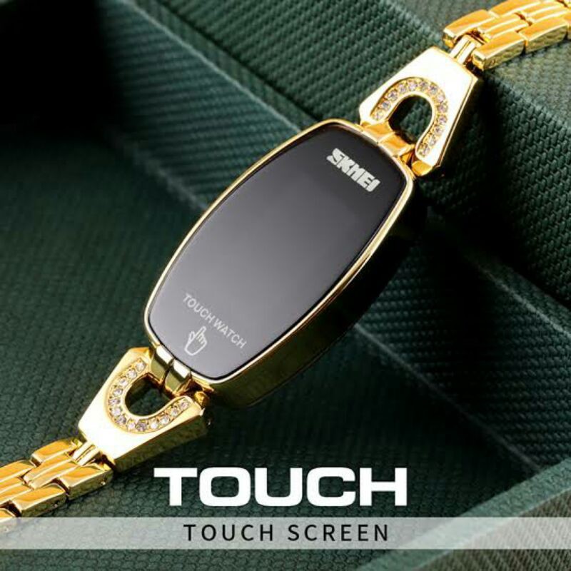 JAM TANGAN WANITA SKMEI ORIGINAL 1588 GOLD TOUCH LED WATCH WATERRESIST